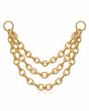 gold triple chain ear piercing titanium connector earring - impuria.com