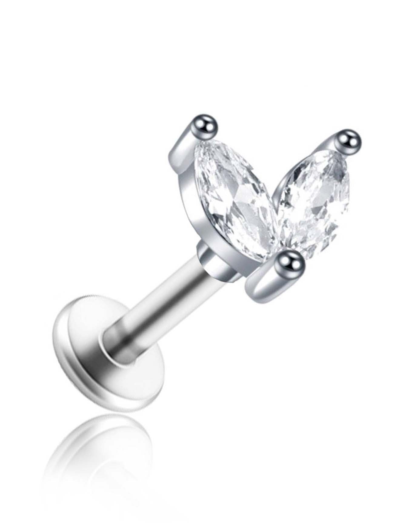 Double marquise ear piercing cartilage earring stud 16G - www.Impuria.com #earpiercings