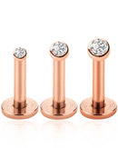 dainty bezel set earrings for cartilage or lobe piercings