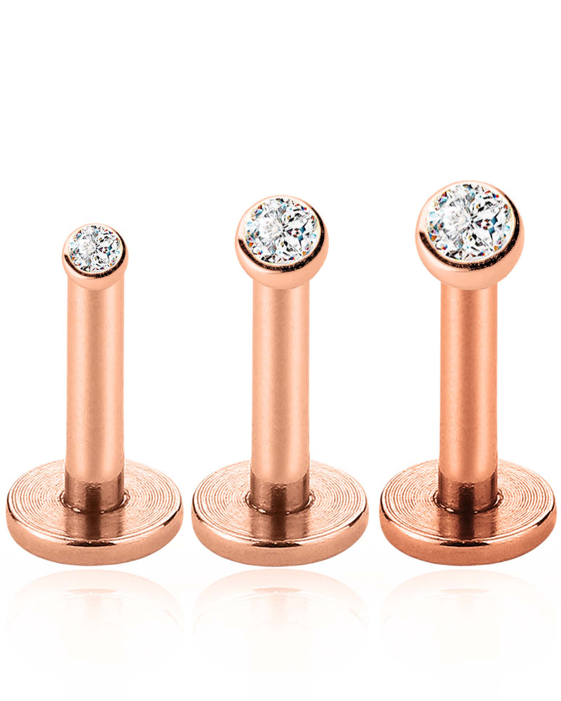 dainty bezel set earrings for cartilage or lobe piercings