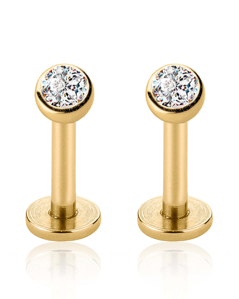 thin bezel crystal stud earrings for cartilage piercing