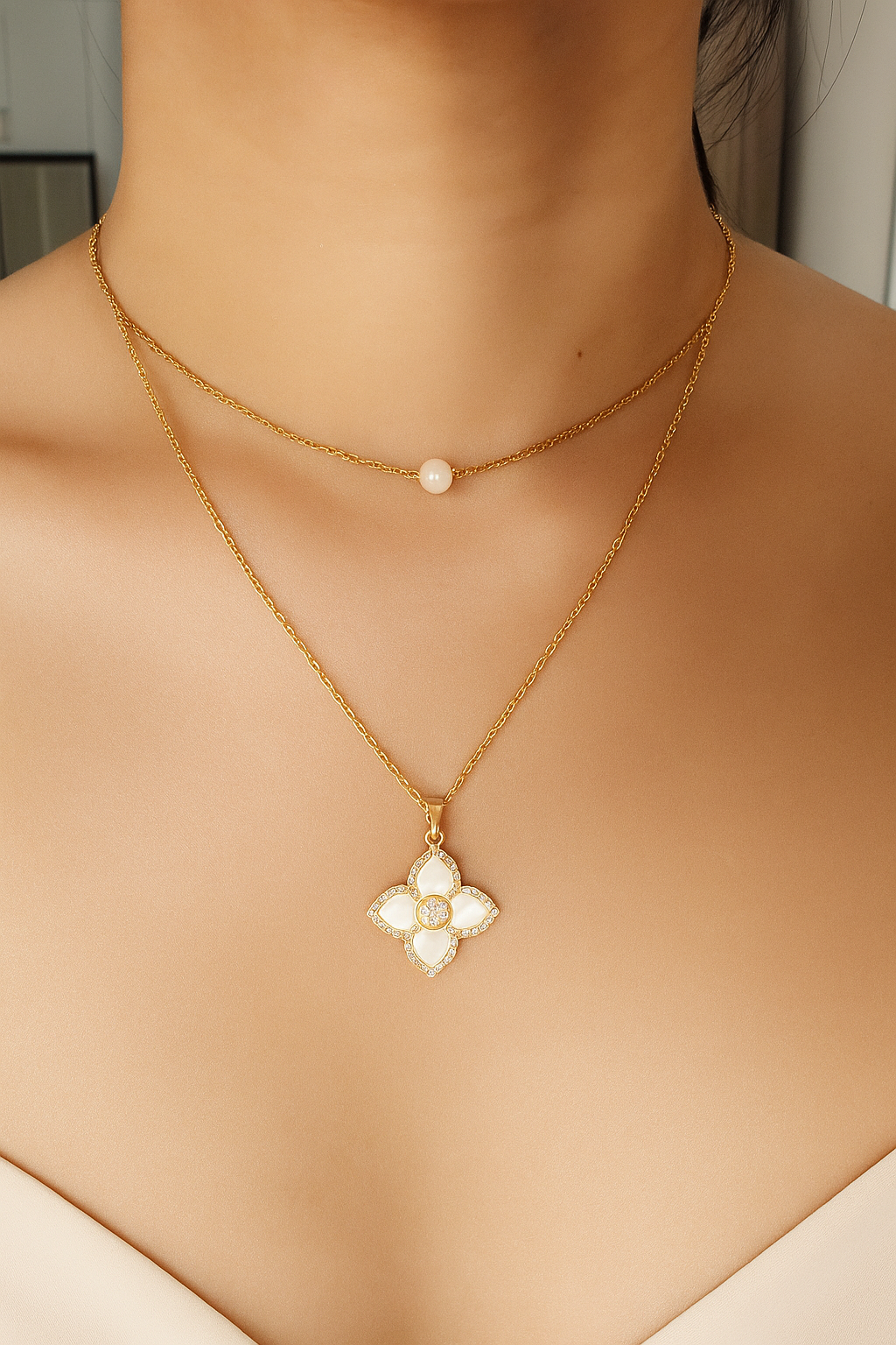 Cute dainty pearl bead choker necklace by impuria jewelry