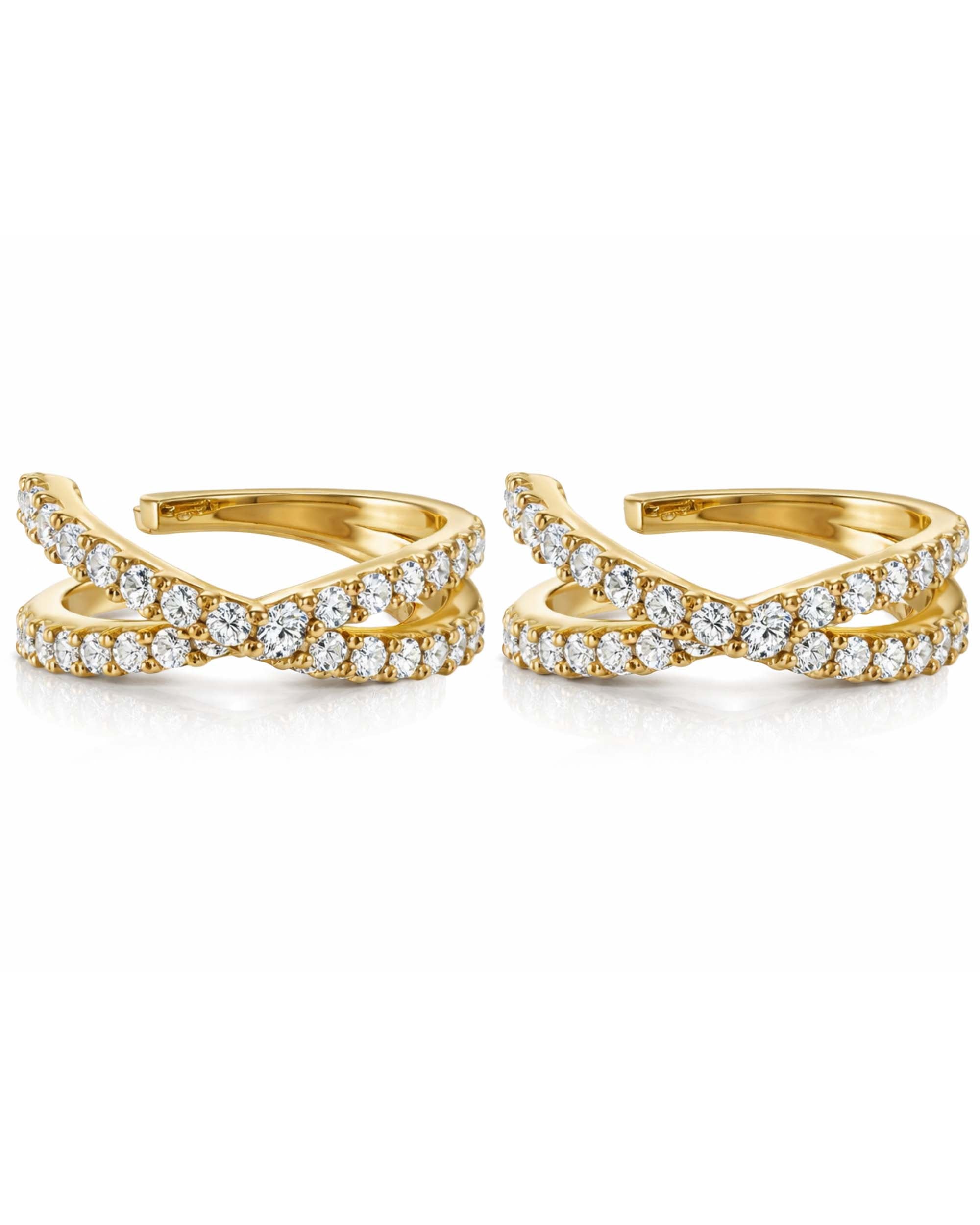 pair of sterling silver gold ear cuff earrings for conch piercing