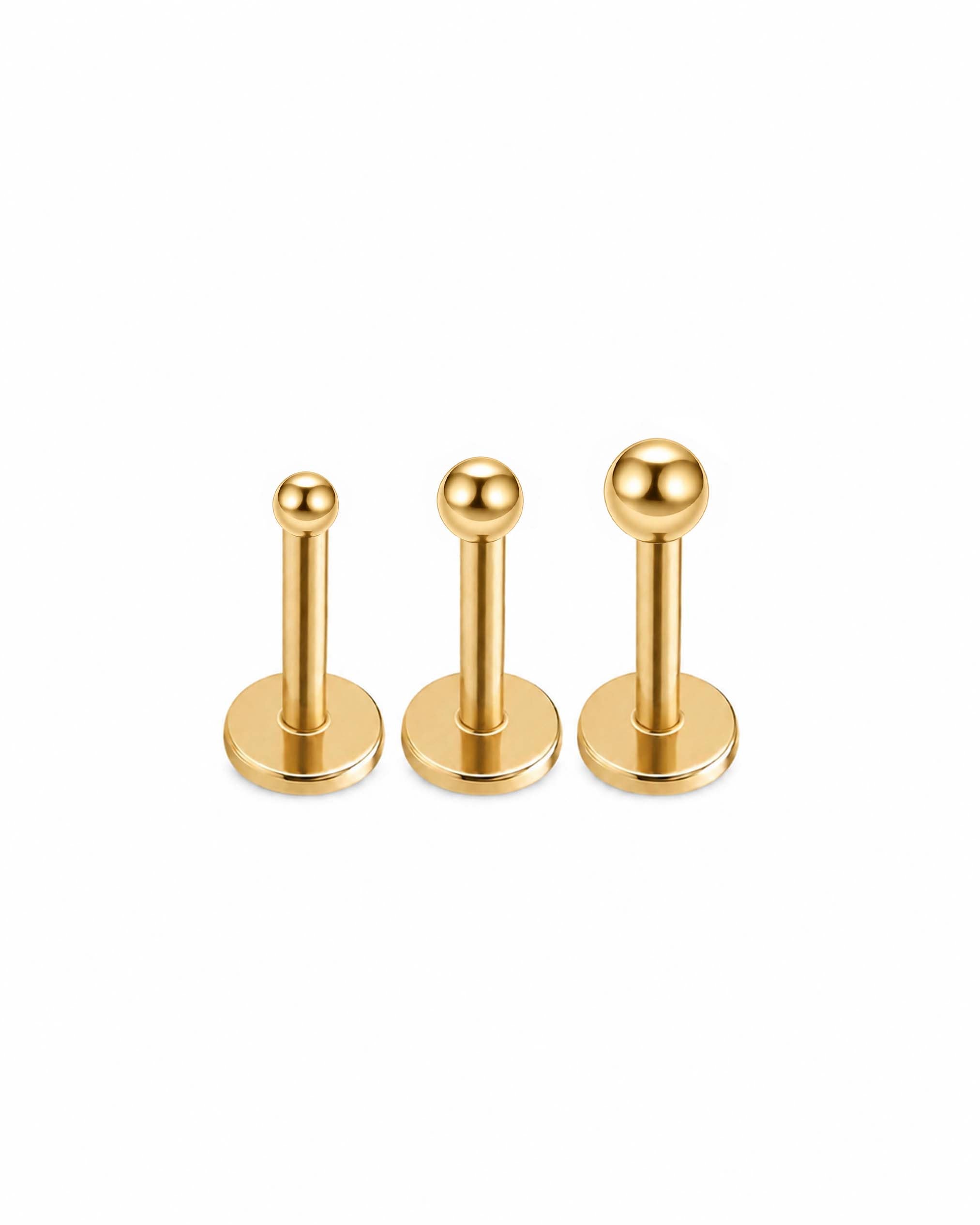 The Order Tapered Beaded Flat Back Stud Capsule Set in Gold.