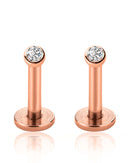 toki bezel ear piercing jewelry set for cartilage and helix in rose gold