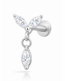 Sage Marquise Drop Flat Back Stud Earring