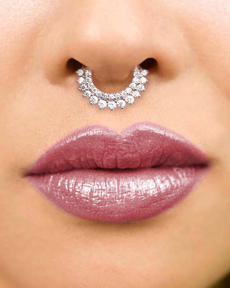 Silver Septum Clicker Piercing Jewelry Ring Hoop 16G - Impuria.com