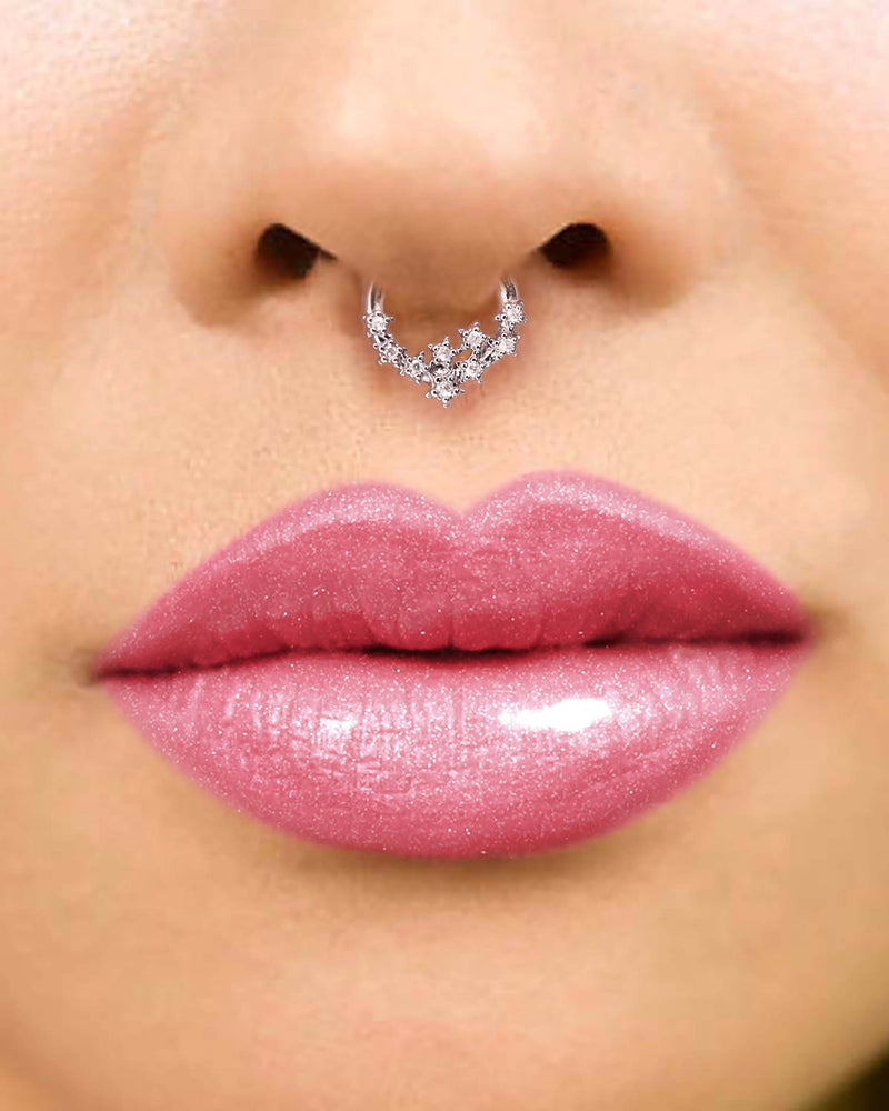 Solaris Crystal Stars Daith Ear Piercing Ring Hoop Clicker