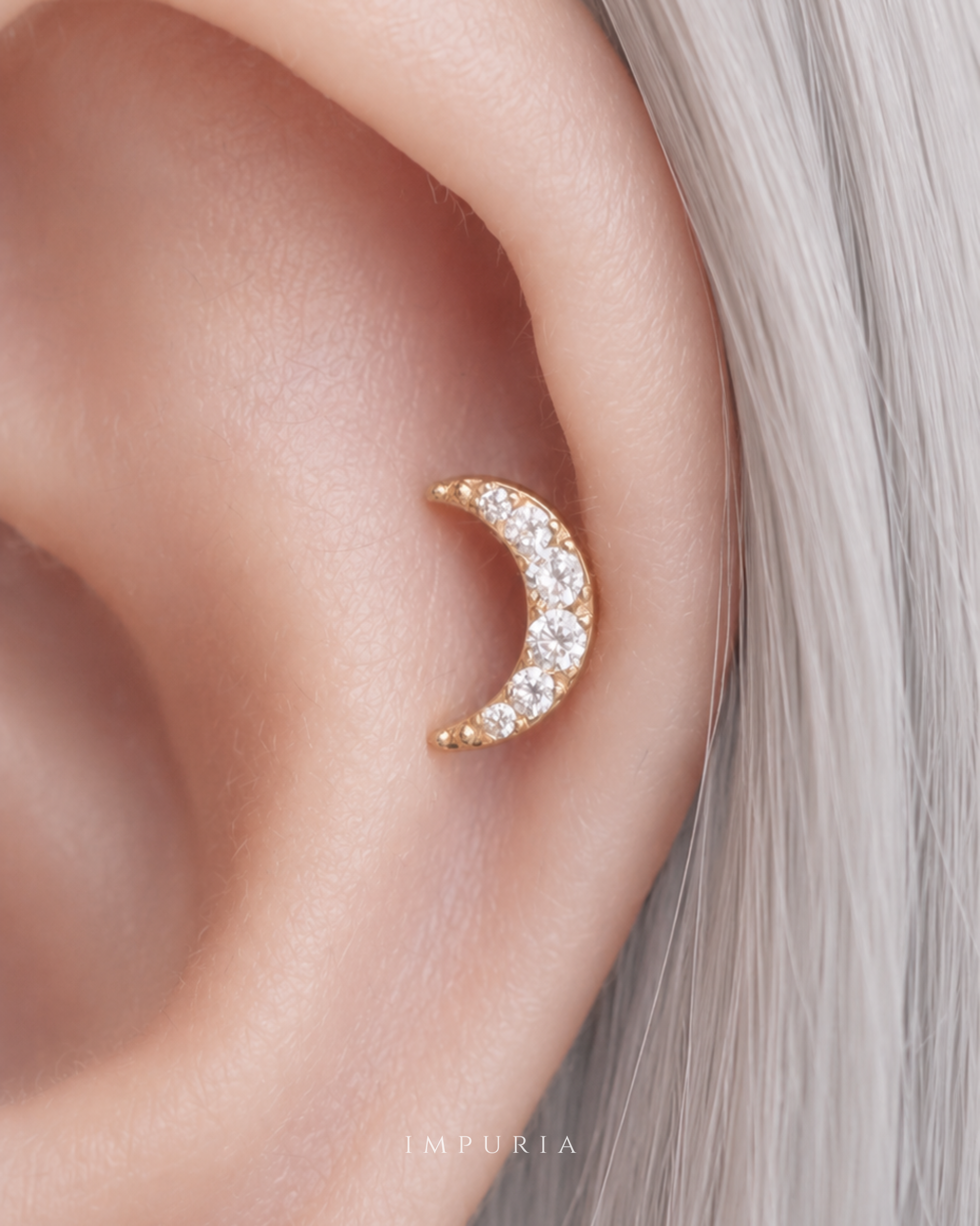 Serena Moon Flat Back Stud Earring