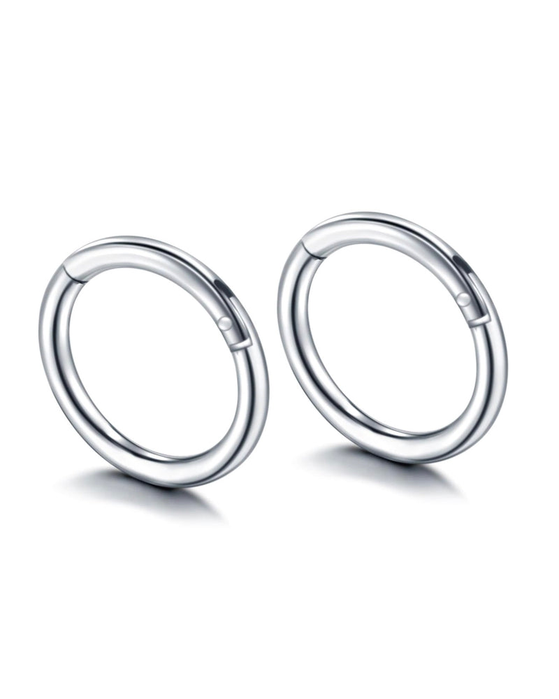 thin simple hoop clicker earring set for cartilage and helix piercings silver 8mm - impuria.com