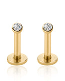 gold bezel stud earring set for helix and lobe piercings