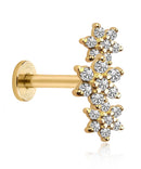 triple flower cartilage earring stud helix ear piercing jewelry in gold - www.impuria.com