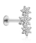 triple flower cartilage earring stud helix ear piercing jewelry in silver - www.impuria.com