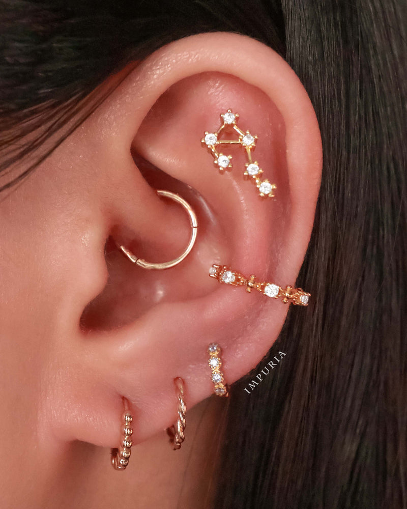 Daith Earring Ring Hoop Clicker Celestial Star Ear Piercing Curation Ideas - Ideas para perforar la oreja - www.Impuria.com