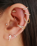 Pretty Crystal Ear Piercing Ring Hoop for Cartilage Helix Rook Tragus in Rose Gold, Gold, Silver - www.Impuria.com