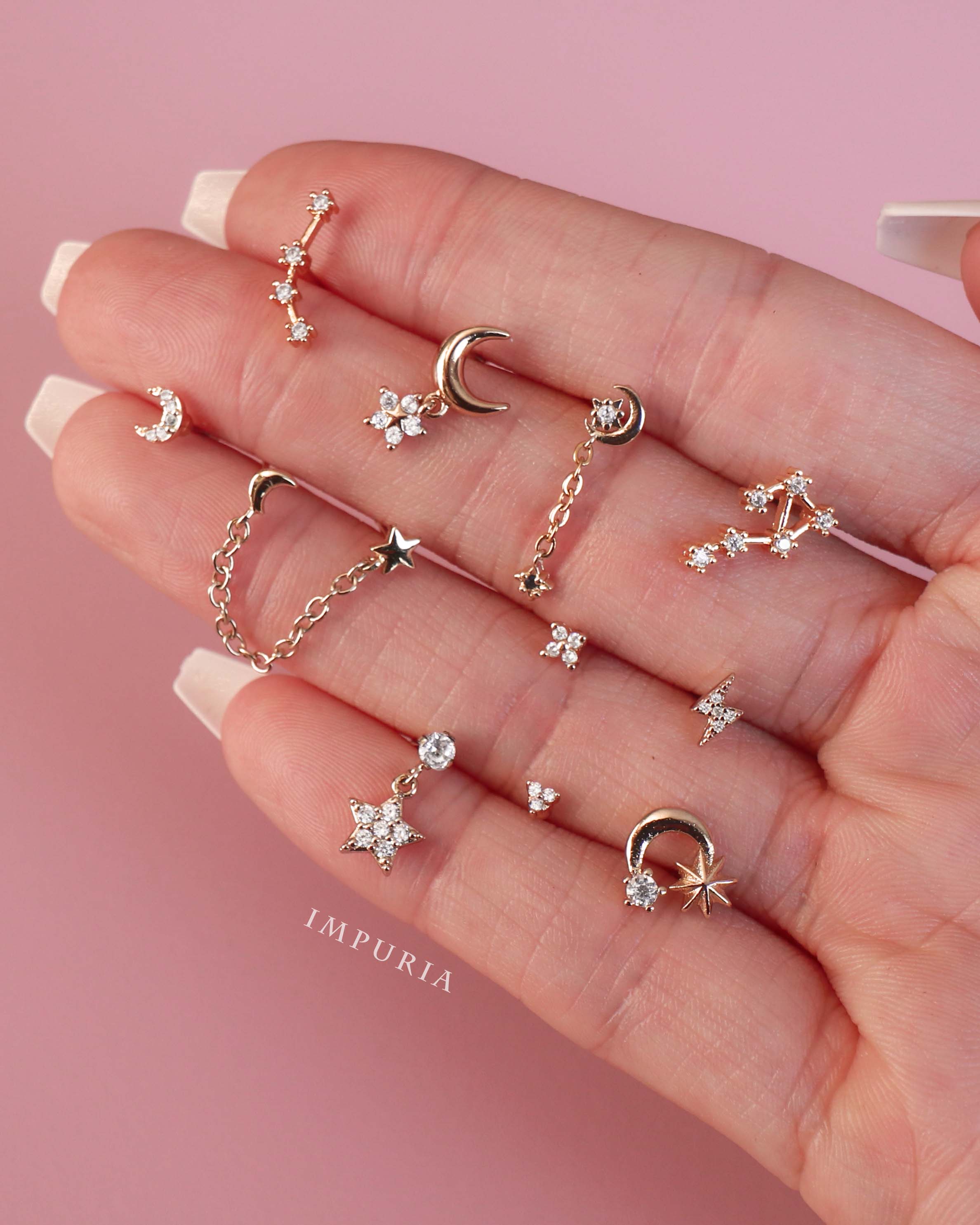 Star Constellation Ear Piercing Earring Stud 16G - www.Impuria.com #earpiercings