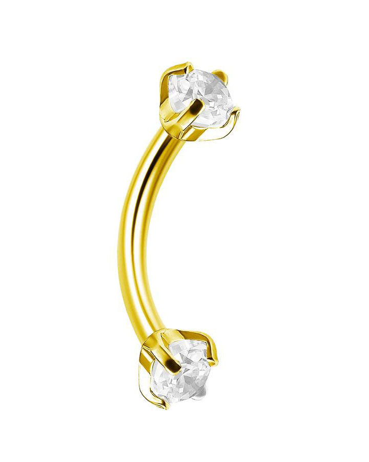 Cute Rook Piercing Barbell Stud 16G Gold Diamond Crystal Earring - www.Impuria.com
