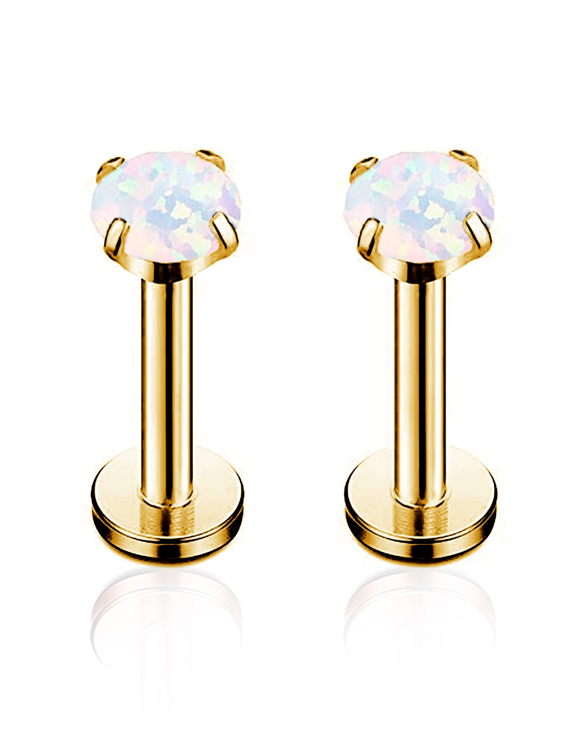 Cute Opal Ear Piercing Jewelry Round Circle Cartilage Helix Tragus Ear Lobe Earring Stud 2mm 2.5mm 3mm - www.Impuria.com