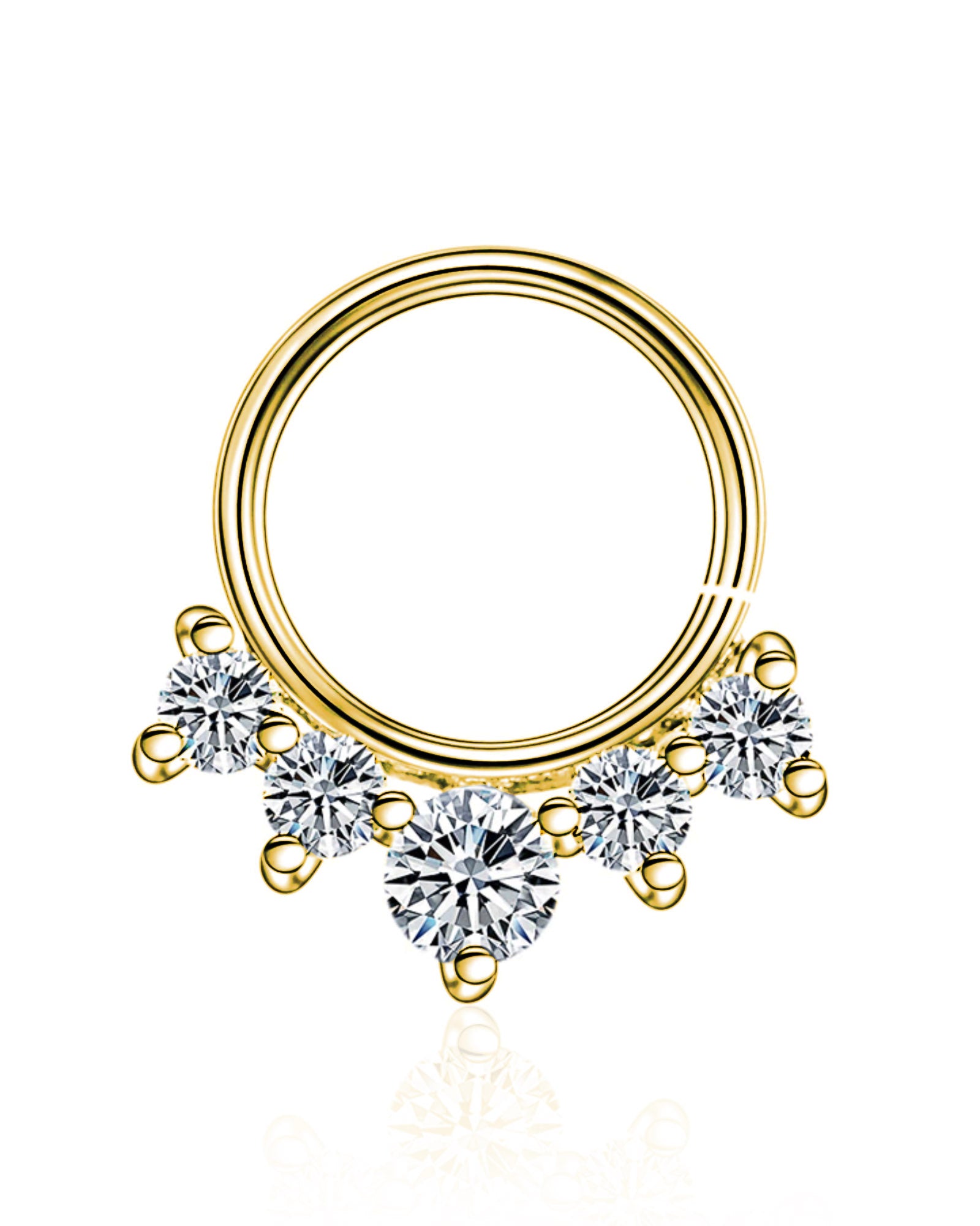 Sophie 5 Crystal Prong Earring Ear Piercing Ring Hoop