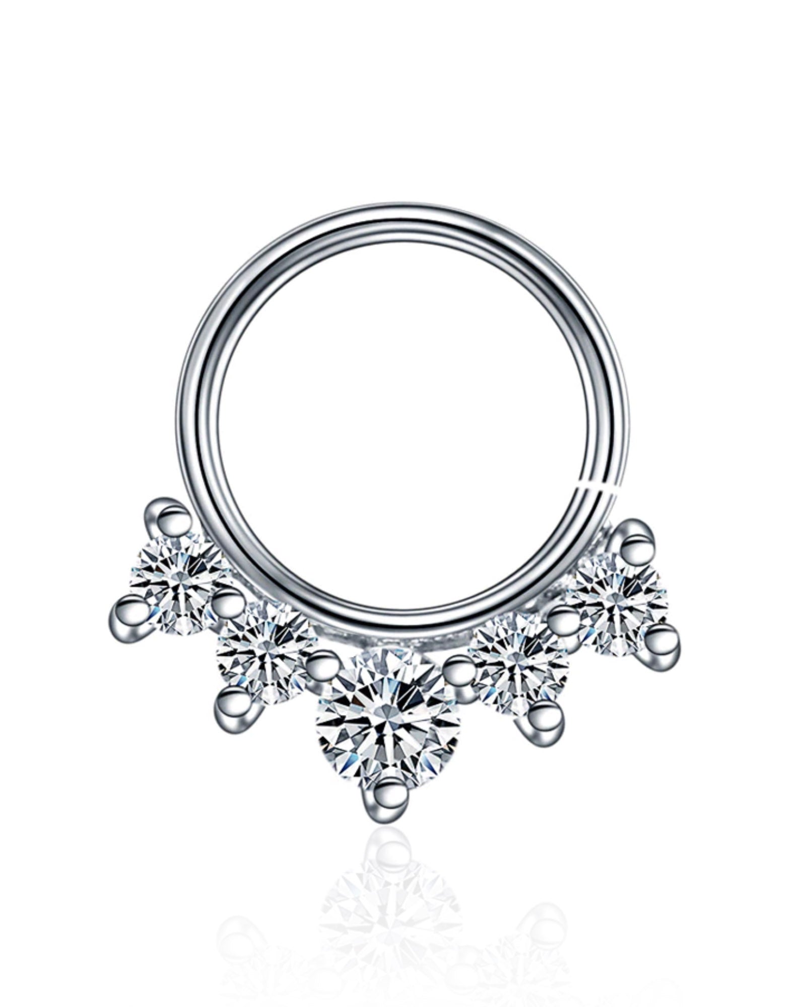 Sophie 5 Crystal Prong Earring Ear Piercing Ring Hoop