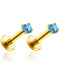 Turquoise Ear Piercing Internally Threaded Tragus Cartilage Helix Conch Earring Stud in Gold - www.Impuria.com
