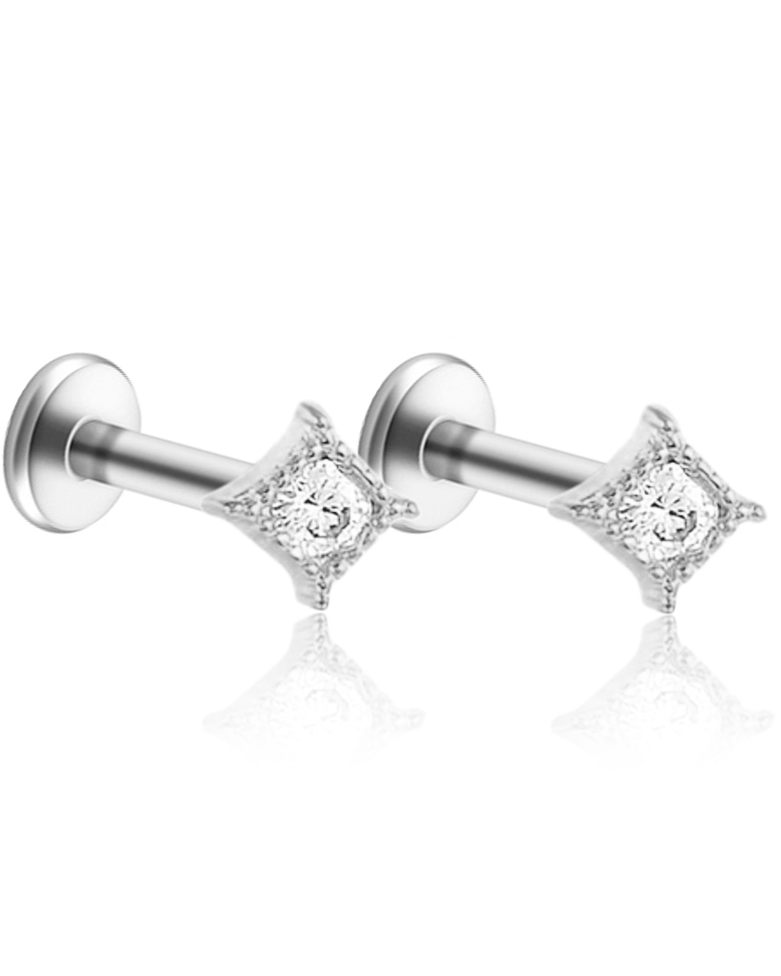 Square Milgrain Ear Piercing Earring Stud for Conch Tragus Cartilage Helix Lobe - www.Impuria.com
