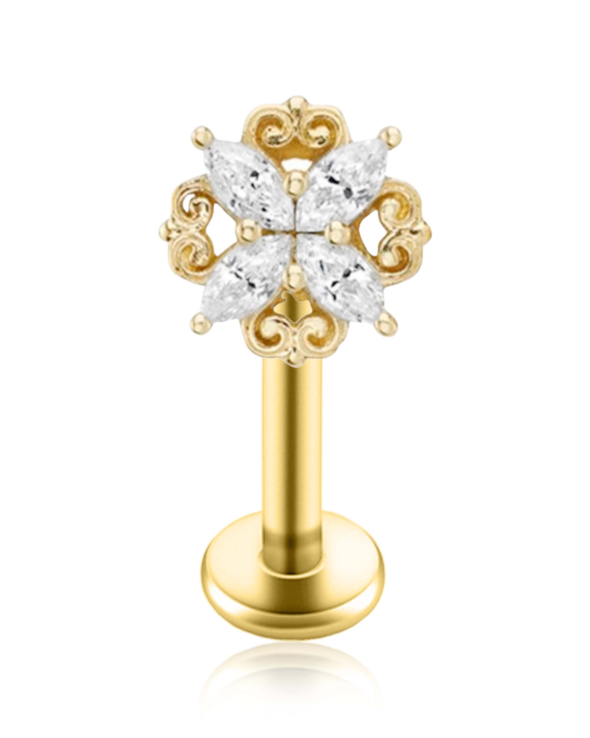 Cathedrale Milgrain Beaded Ear Piercing Stud