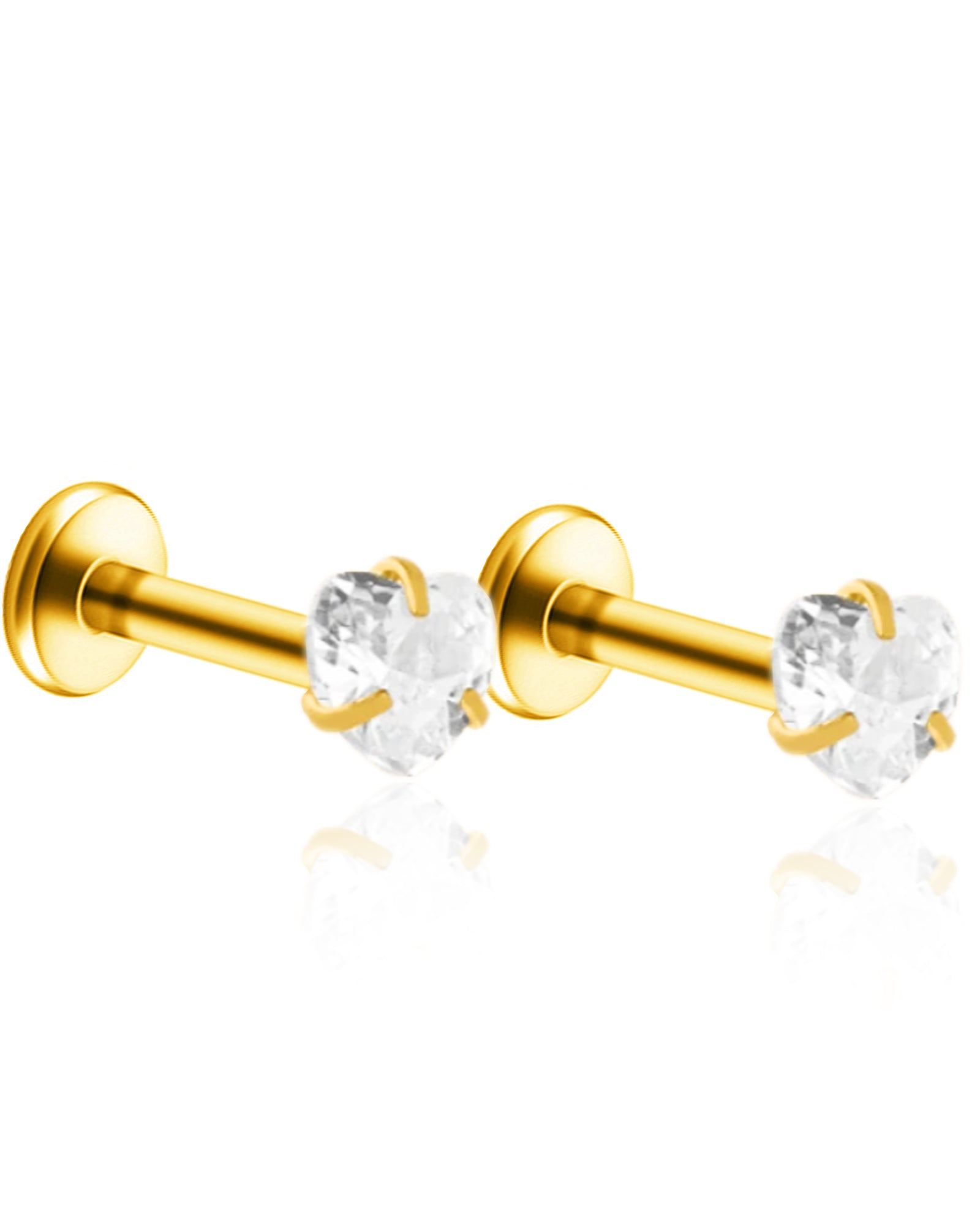 Heart Internally Threaded Ear Piercing Tragus Cartilage Helix Conch Earring Stud - www.Impuria.com