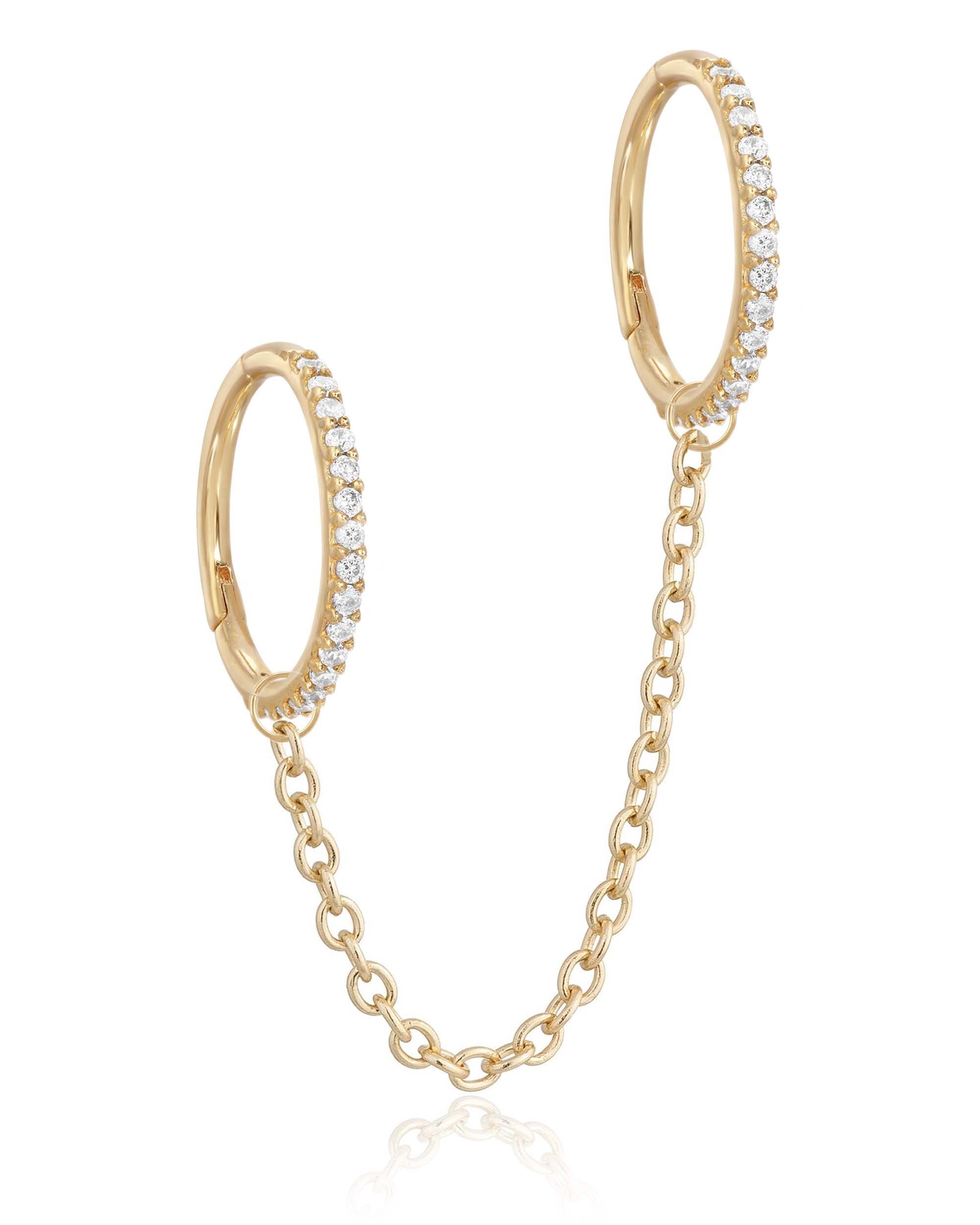 double hoop chain ear piercing jewelry