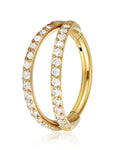 Double Crystal Pave Cartilage Earring Ring Hoop Earring Gold Titanium - www.Impuria.com #earpiercings 