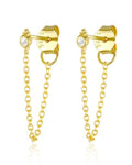 Trinity Crystal Chain Drop Boho Earring Studs Ear Piercing Jewelry for Women in Gold or Silver - www.Impuria.com