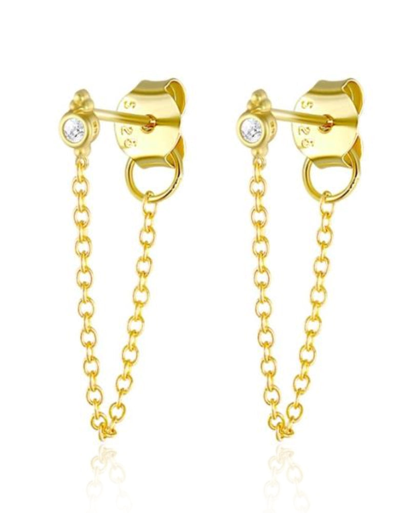 Trinity Chain Drop Stud Earrings Earlobe Ear Piercing Jewelry – Impuria ...