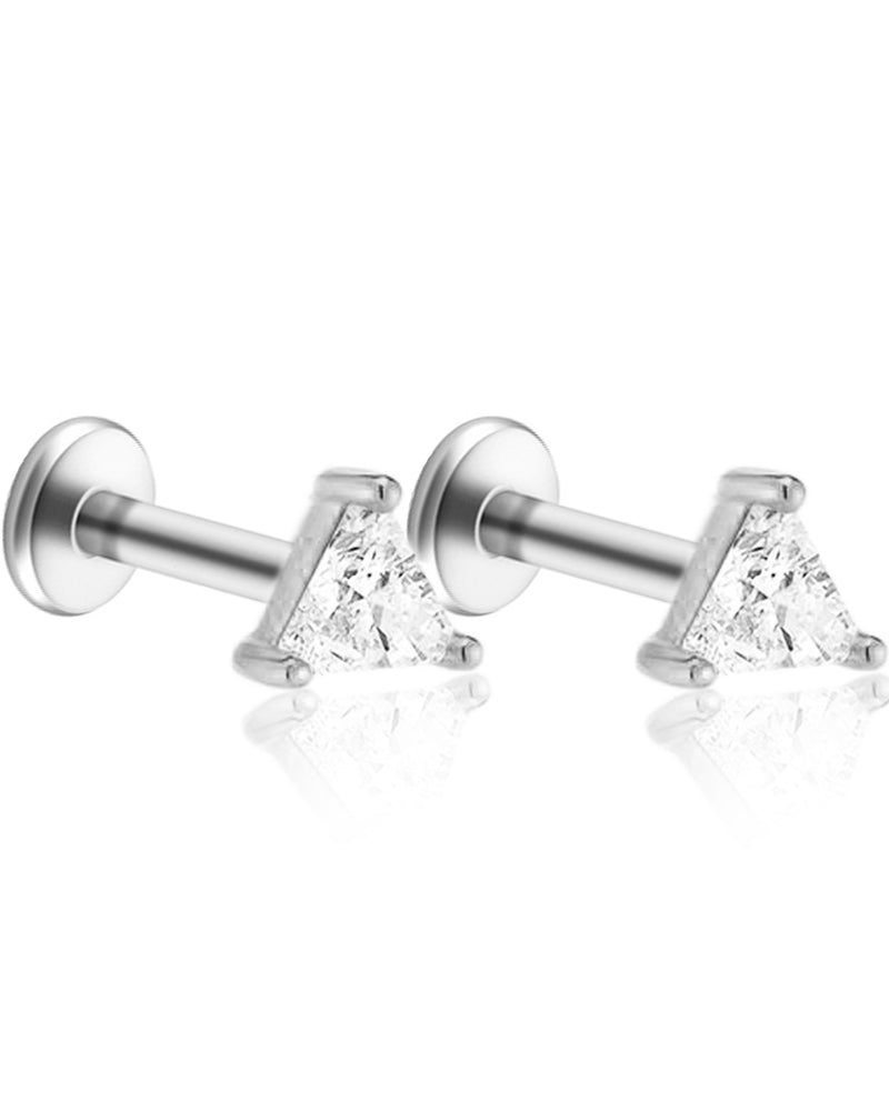 Triangle Crystal Prong Ear Piercing Earring Stud for Cartilage Helix Tragus Conch - www.Impuria.com