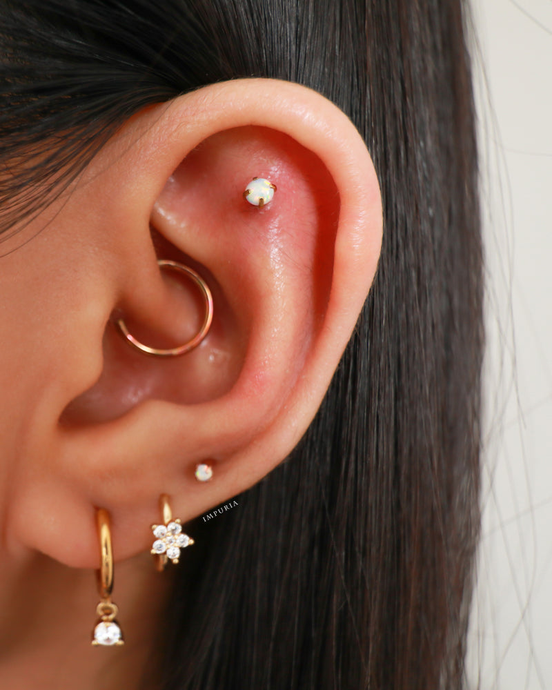 Multiple Ear Piercing Cartilage Helix Jewelry Ideas - Crystal Flower Ring Hoop Earring - www.Impuria.com