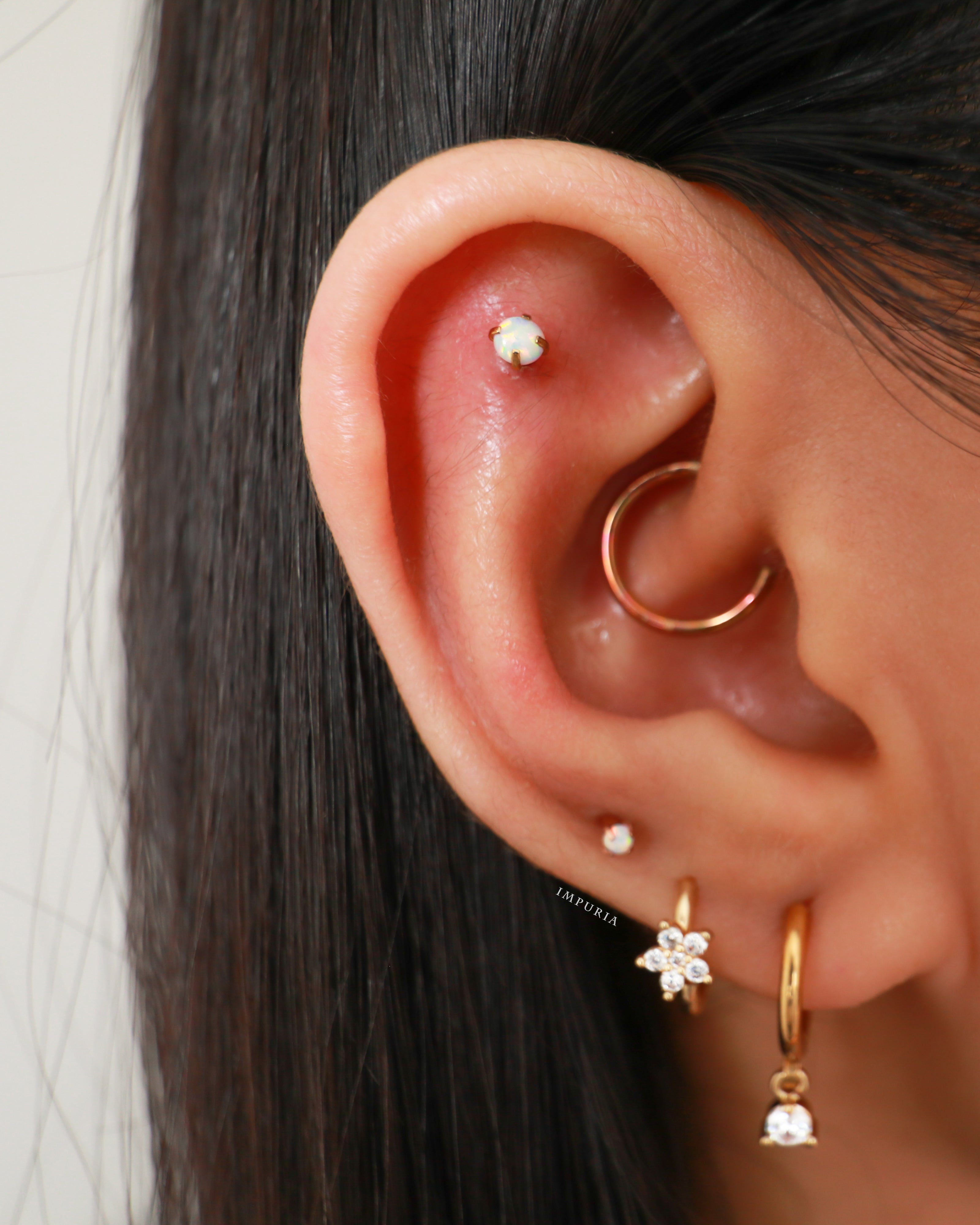 Cute Multiple Ear Piercing Ideas Flower Ring Hoop Earring - www.Impuria.com
