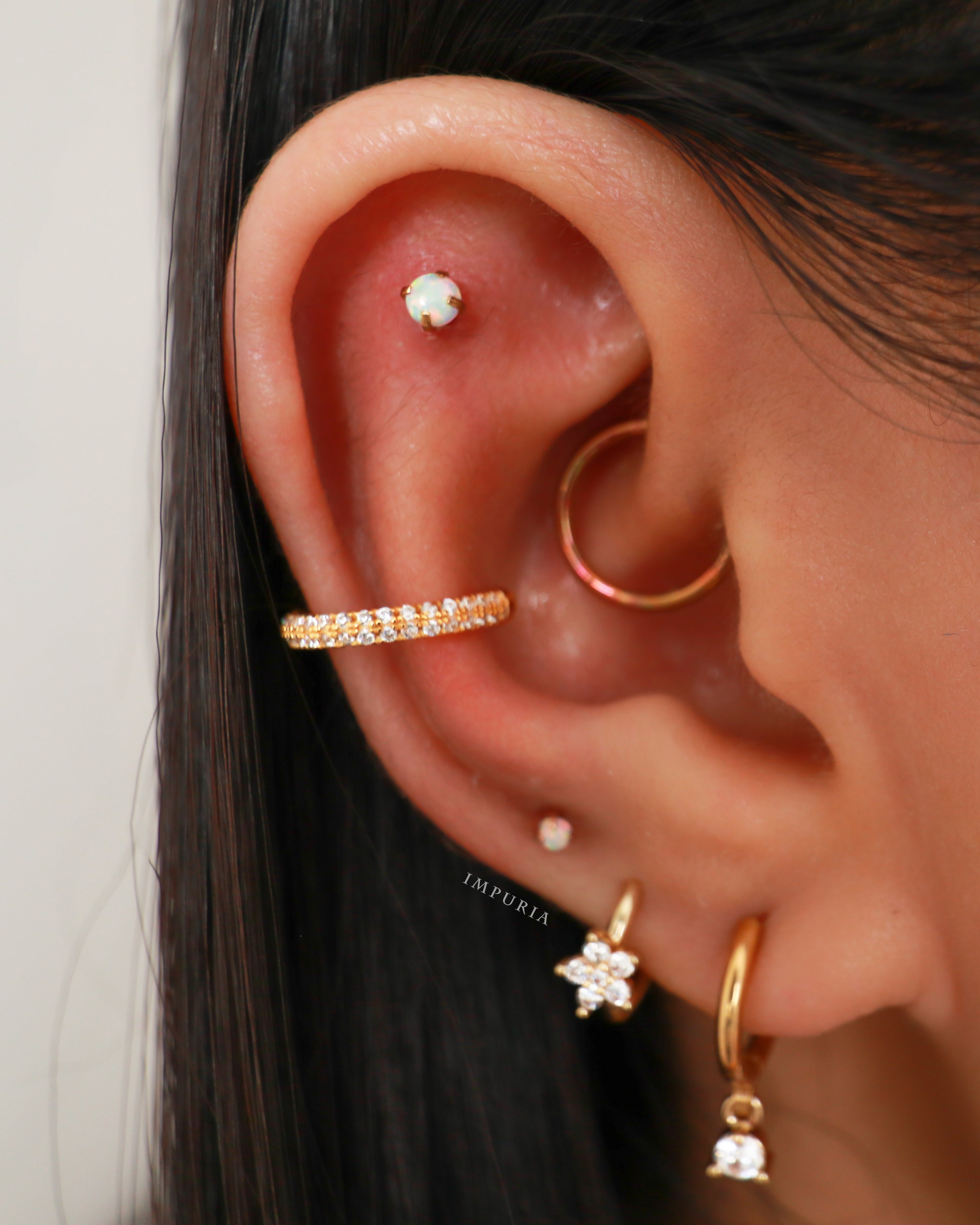 Cute Multiple Ear Piercing Ideas Flower Ring Hoop Earring - www.Impuria.com