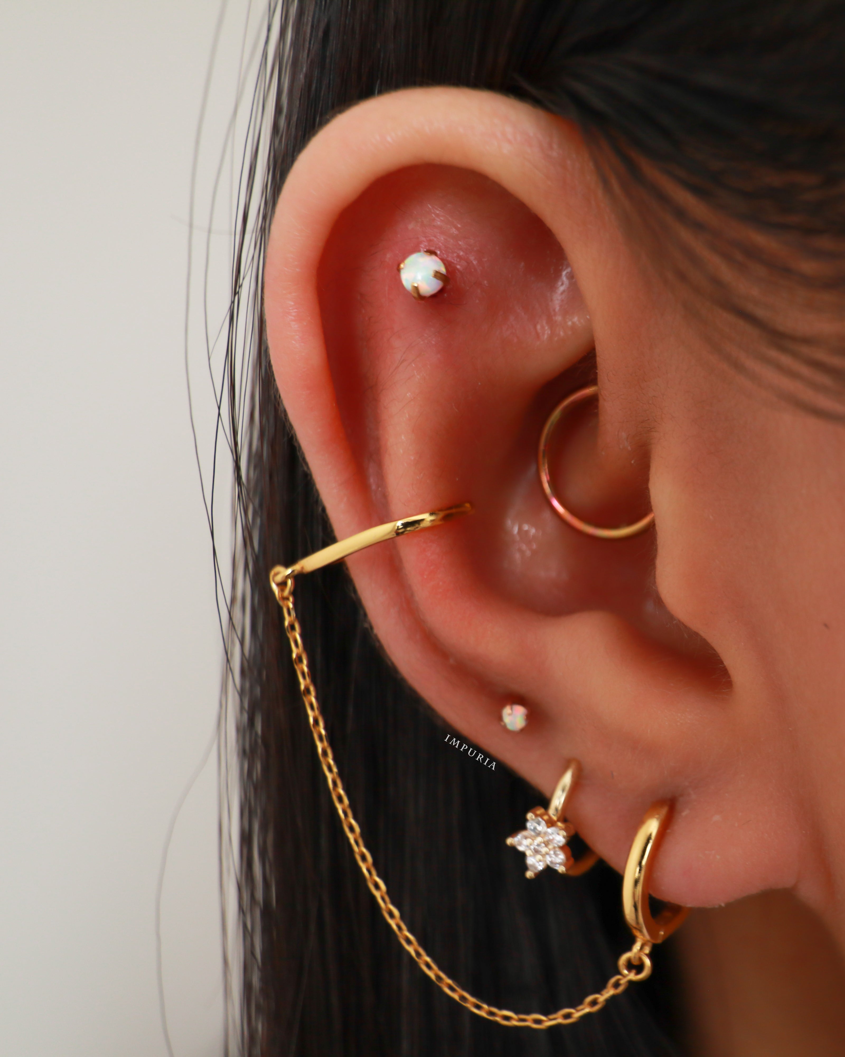 Multiple Ear Piercing Cartilage Helix Jewelry Ideas - Crystal Flower Ring Hoop Earring - www.Impuria.com