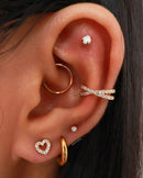 Pretty Criss Cross Ear Cuff Earring Fashion Jewelry for Women - Multiple Ear Piercing Placement Ideas - www.Impuria.com