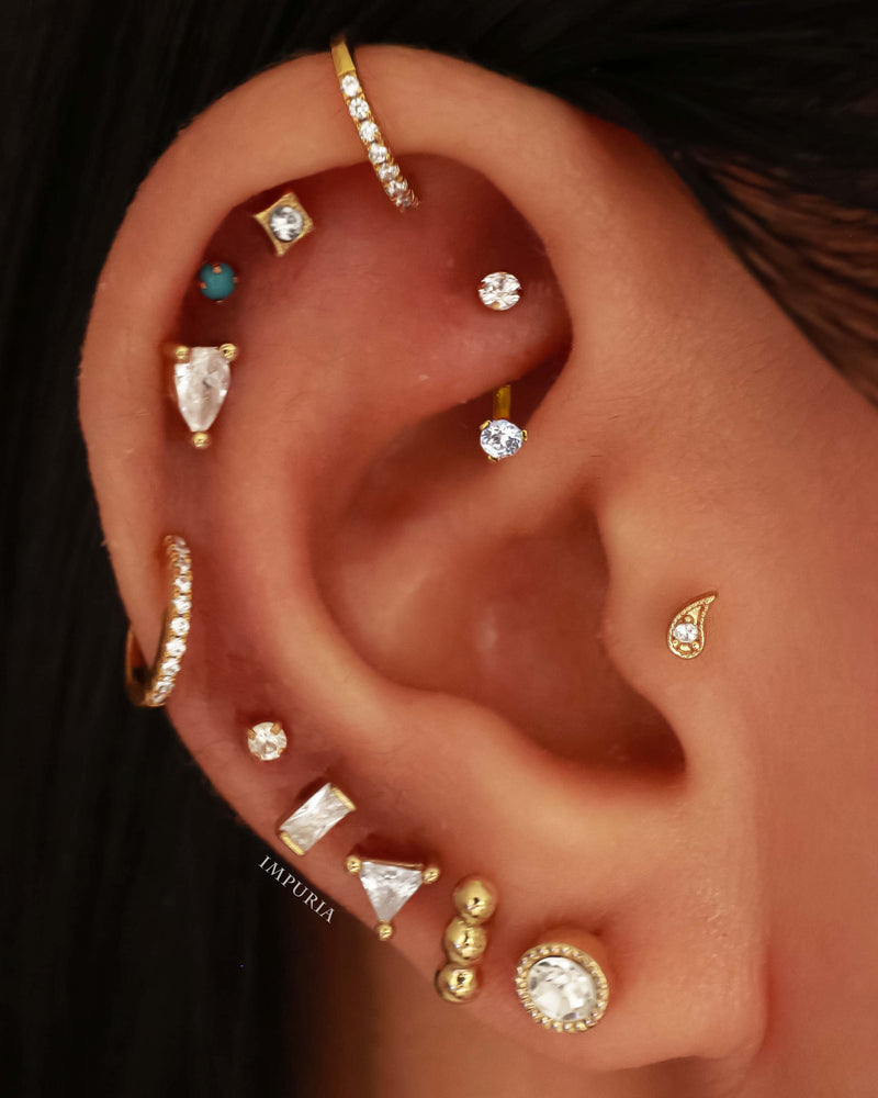 Square Helix Piercing Earring Stud Cartilage Tragus Ear Jewelry 16G –  Impuria Ear Piercing Jewelry
