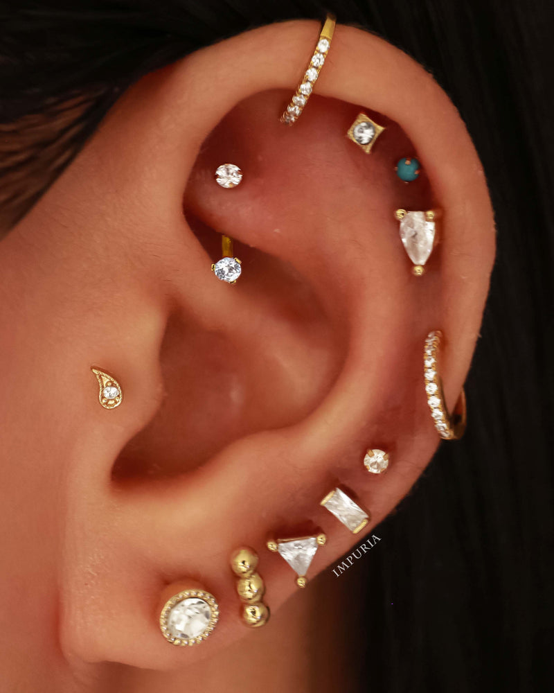 Cute Multiple All the Way Around Ear Piercing Ideas Curation Placement for Cartilage Helix Tragus Lobe Earring Studs - www.Impuria.com