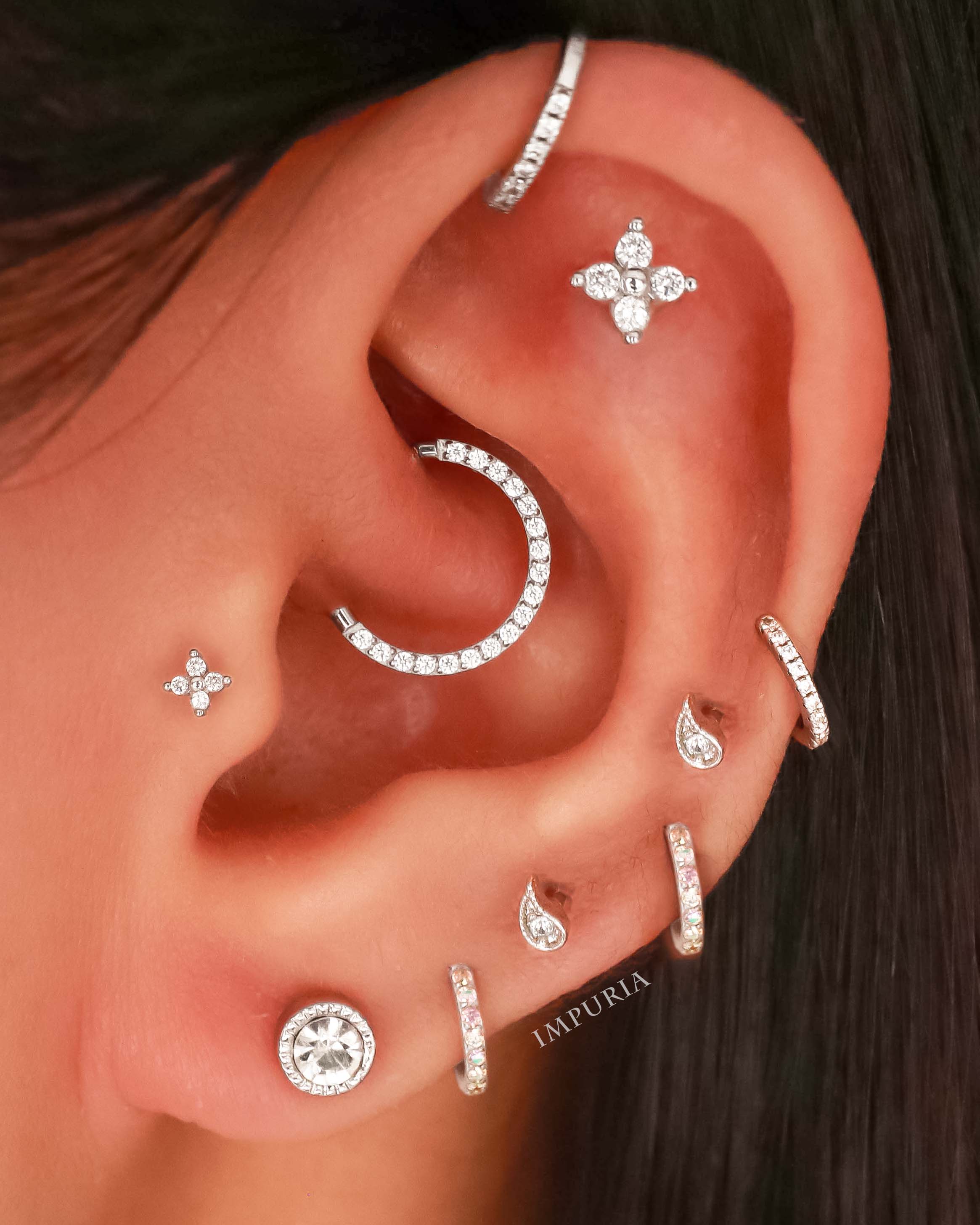 Cute Crystal Daith Clicker Hoop Earring Ear Piercing Jewelry Ideas - www.Impuria.com