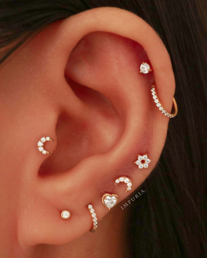 Simple Multiple Ear Piercing Ideas - 14KT Gold Prong Crystal Stud Earrings - www.Impuria.com 