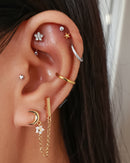 Pretty Multiple Ear Piercing Jewelry Ideas for Women - Gold Bar Chain Drop Earring Studs - www.Impuria.com