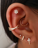 Classy Gold Multiple Ear Piercing Ideas - Crystal Pave Criss Cross Ear Cuff Earrings - Fashion Jewelry - www.Impuria.com