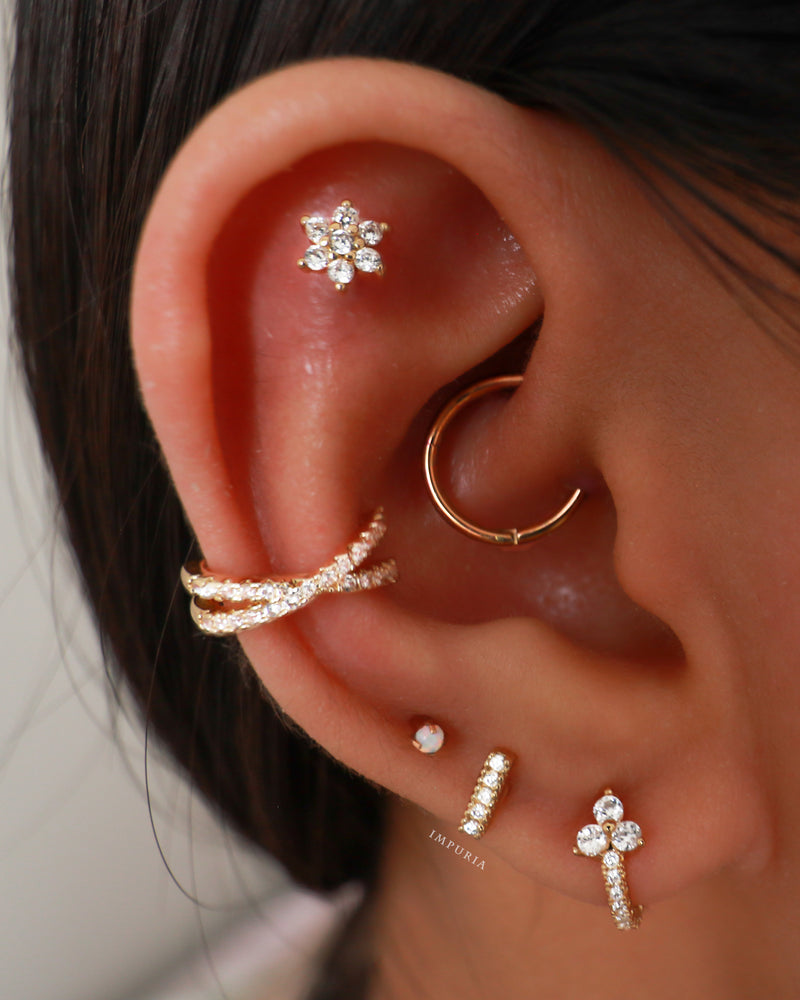 ethnic 18kt gold upper ear earring barbells piercing jewellry india | Upper  ear earrings, Handmade gold jewellery, Black and white earrings