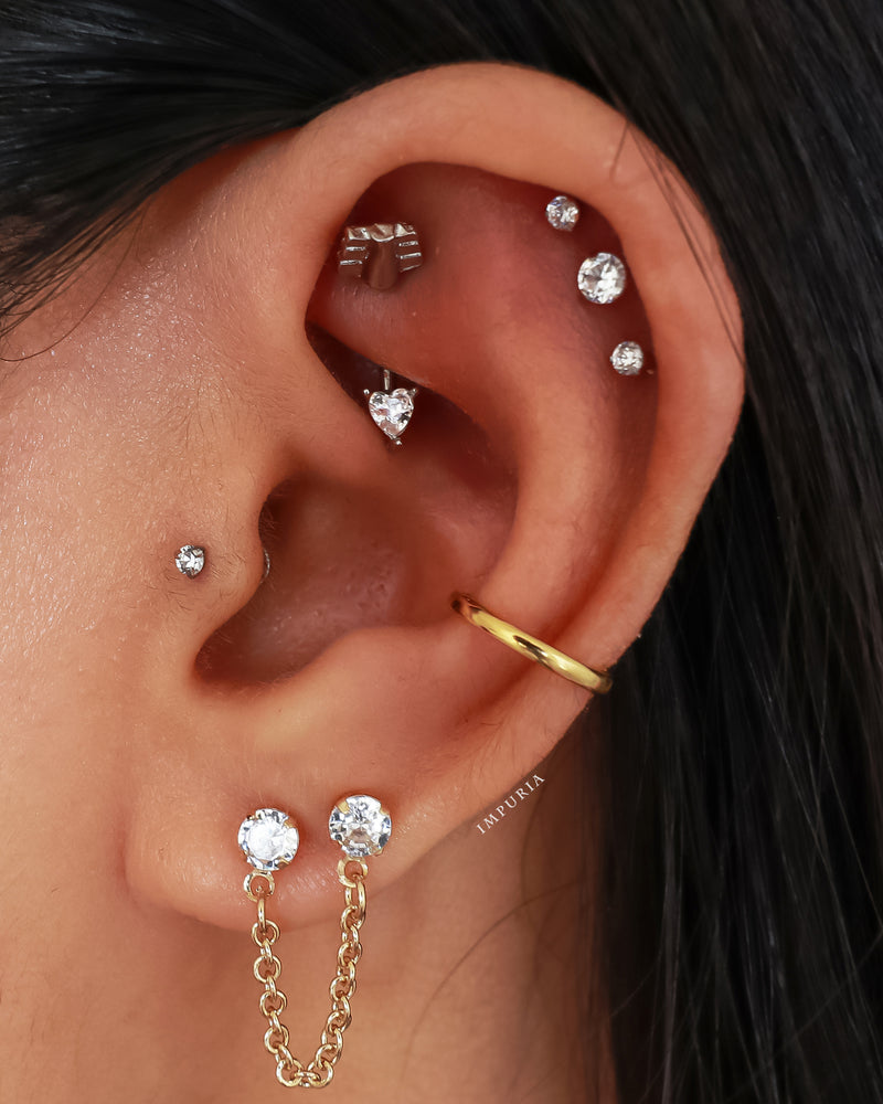 Pretty Triple Cartilage Helix Ear Piercing Jewelry Ideas for Women - www.Impuria.com