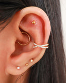 Pretty Crystal Pave Criss Cross Ear Cuff Conch Cartilage Helix Earring Ear Piercing Jewelry - www.Impuria.com