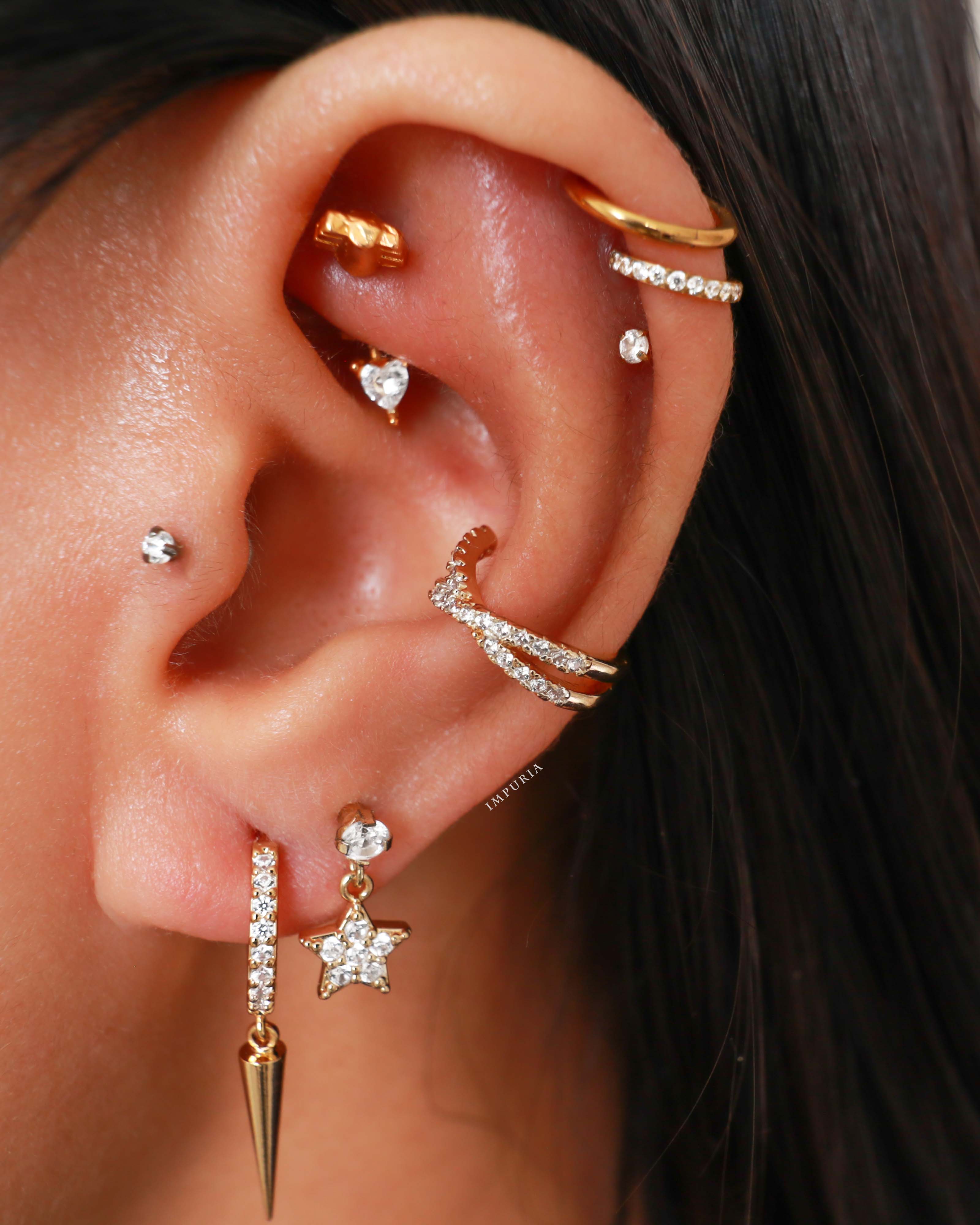 Simple Crystal Cartilage Helix Ear Piercing Earring Stud - www.Impuria.com