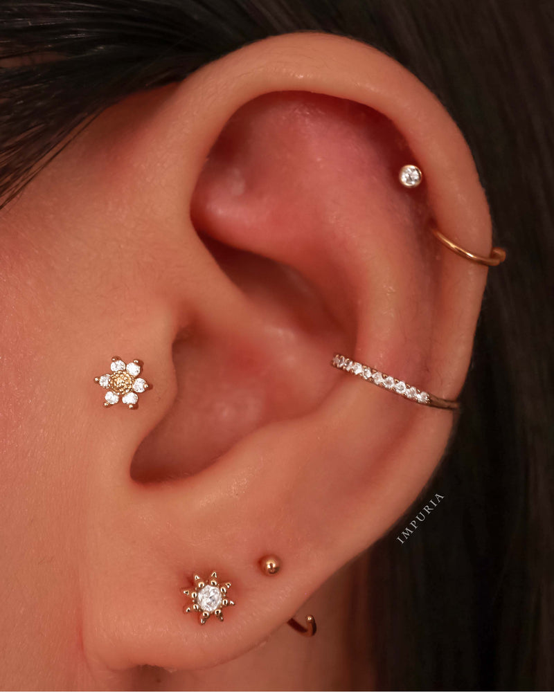 Soleil Starburst Crystal Ear Piercing Earring Stud Set