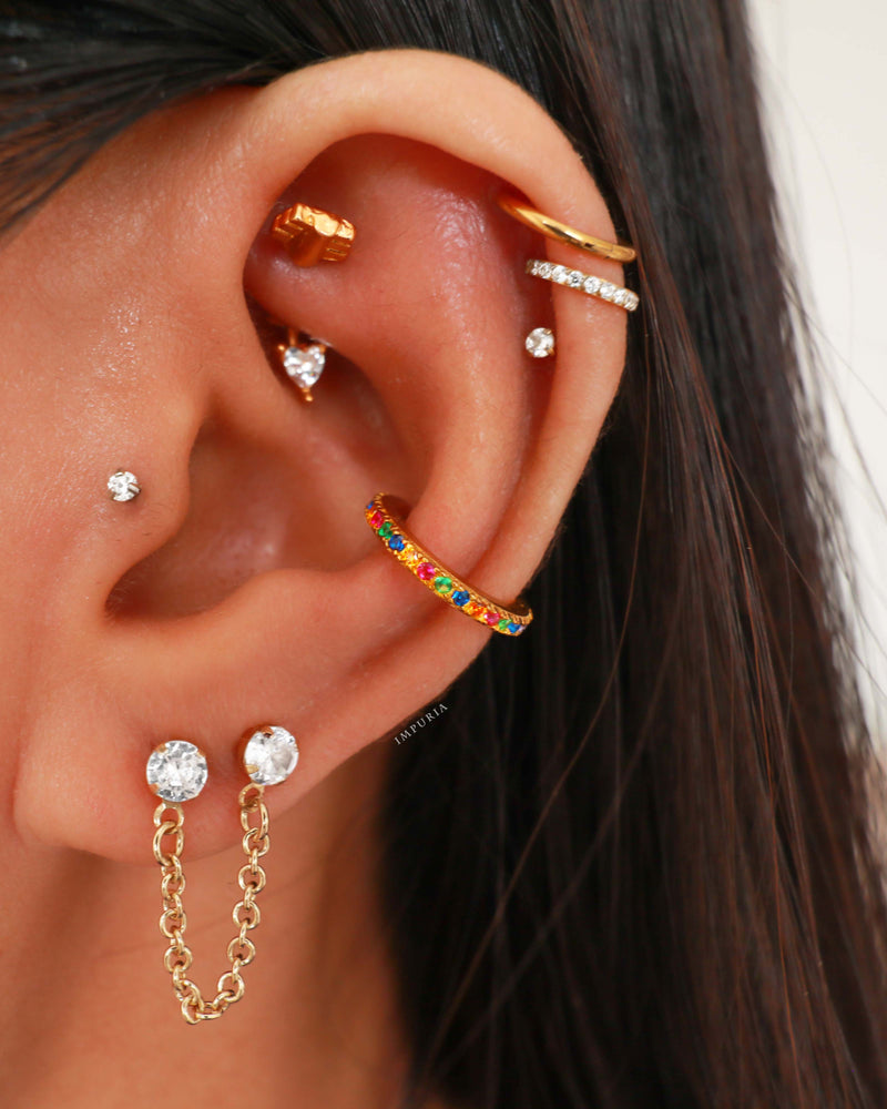 Simple Crystal Cartilage Helix Ear Piercing Earring Stud - www.Impuria.com